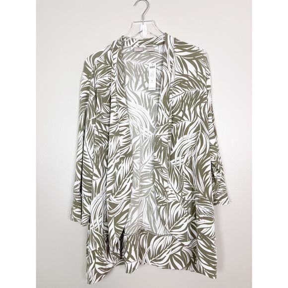 NWT Chicos Travelers Set Green Leaf Print White Printed Set Size 2X XXL 4 - Picture 2 of 12